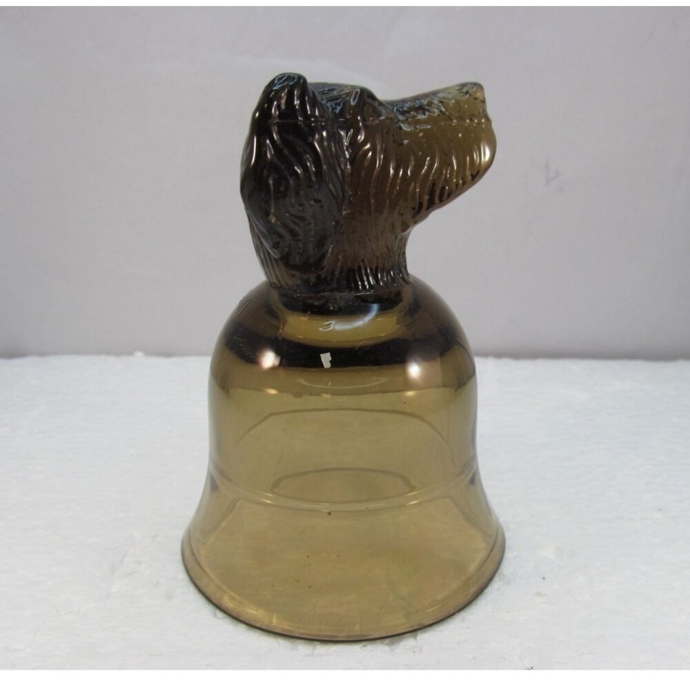 Vintage Smoky Glass Jigger Shot Glass Dog Head Bell Shape by Avon